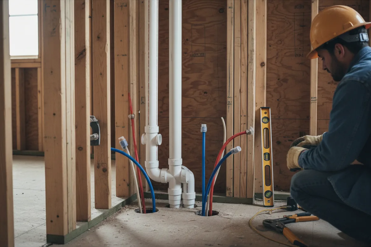 Drain and supply rough-in during Toilet Repair and Installation in Traverse City