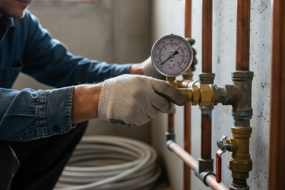Pressure testing a repaired line during Water Line Repair in Traverse City
